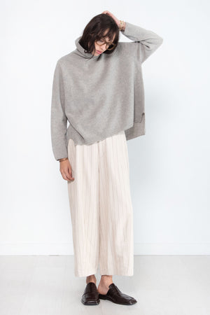 pas de calais - Fine Wool Loose High Neck Pullover, Grey