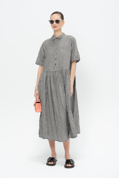 【2024新春福袋】 Dress Calais Des Pas C/l Pleat Kick – Black Sleeve, Short Stripe ワンピース