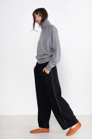 pas de calais - Wide Pants Wool Twill, Black