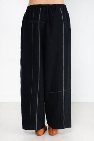 pas de calais - Wide Pants Wool Twill, Black