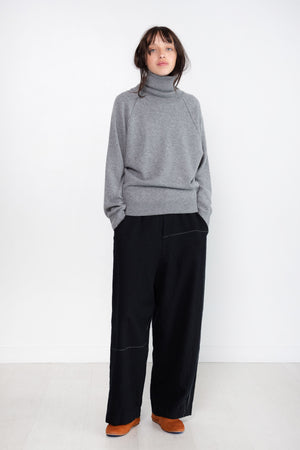 pas de calais - Wide Pants Wool Twill, Black