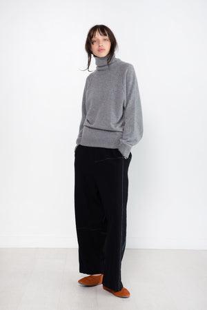 pas de calais - Wide Pants Wool Twill, Black