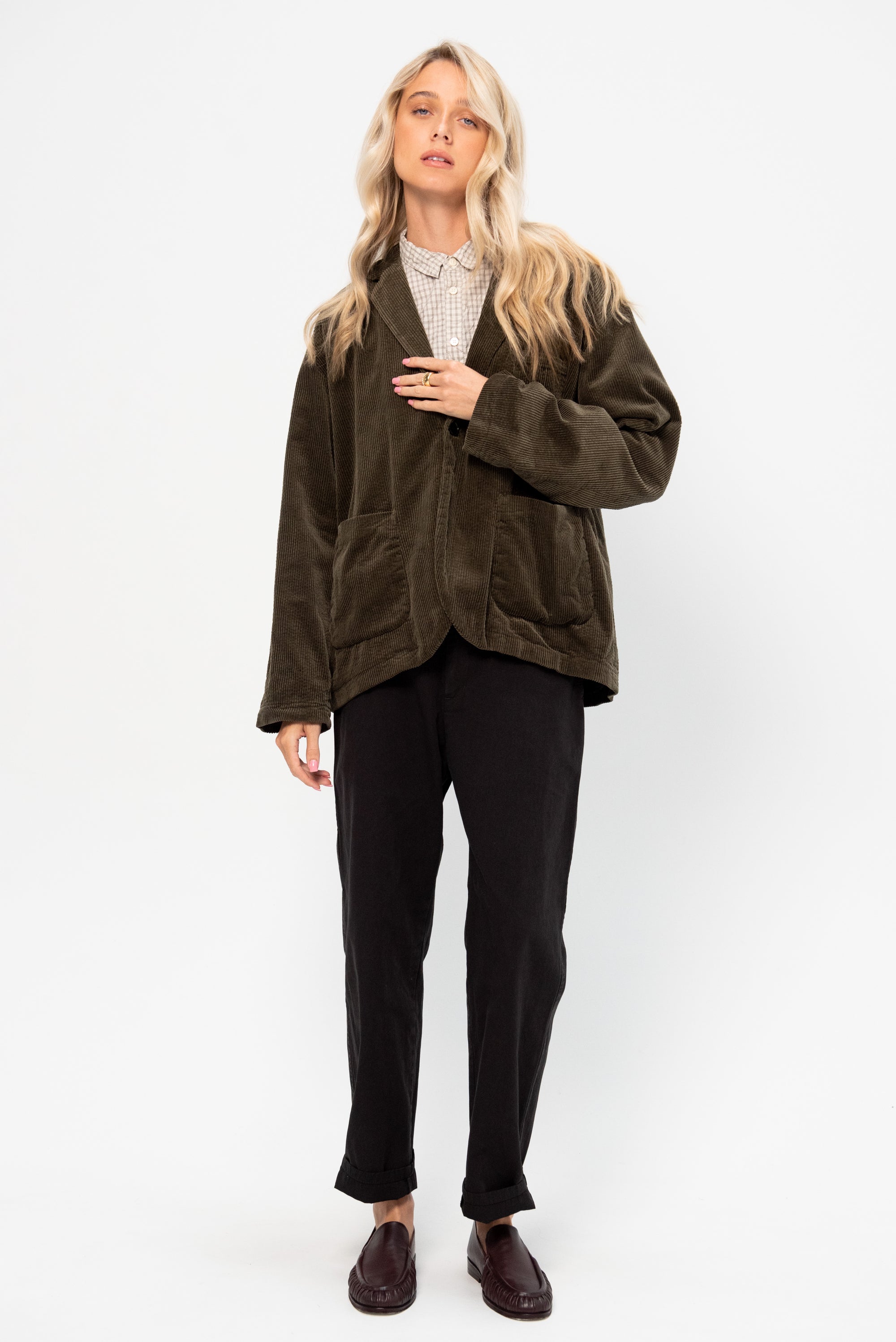 Corduroy Tailored Jacket, Khaki