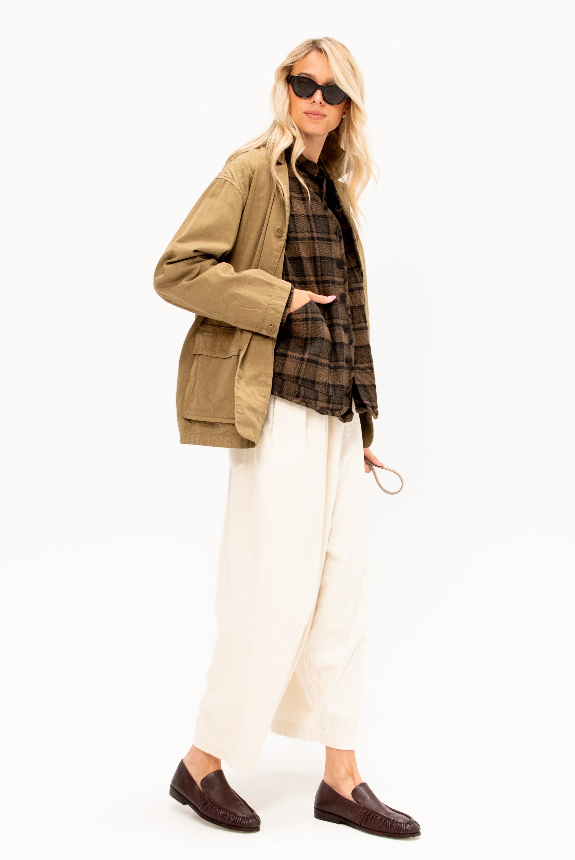 Cotton Grosgrain Hunting Jacket, Beige