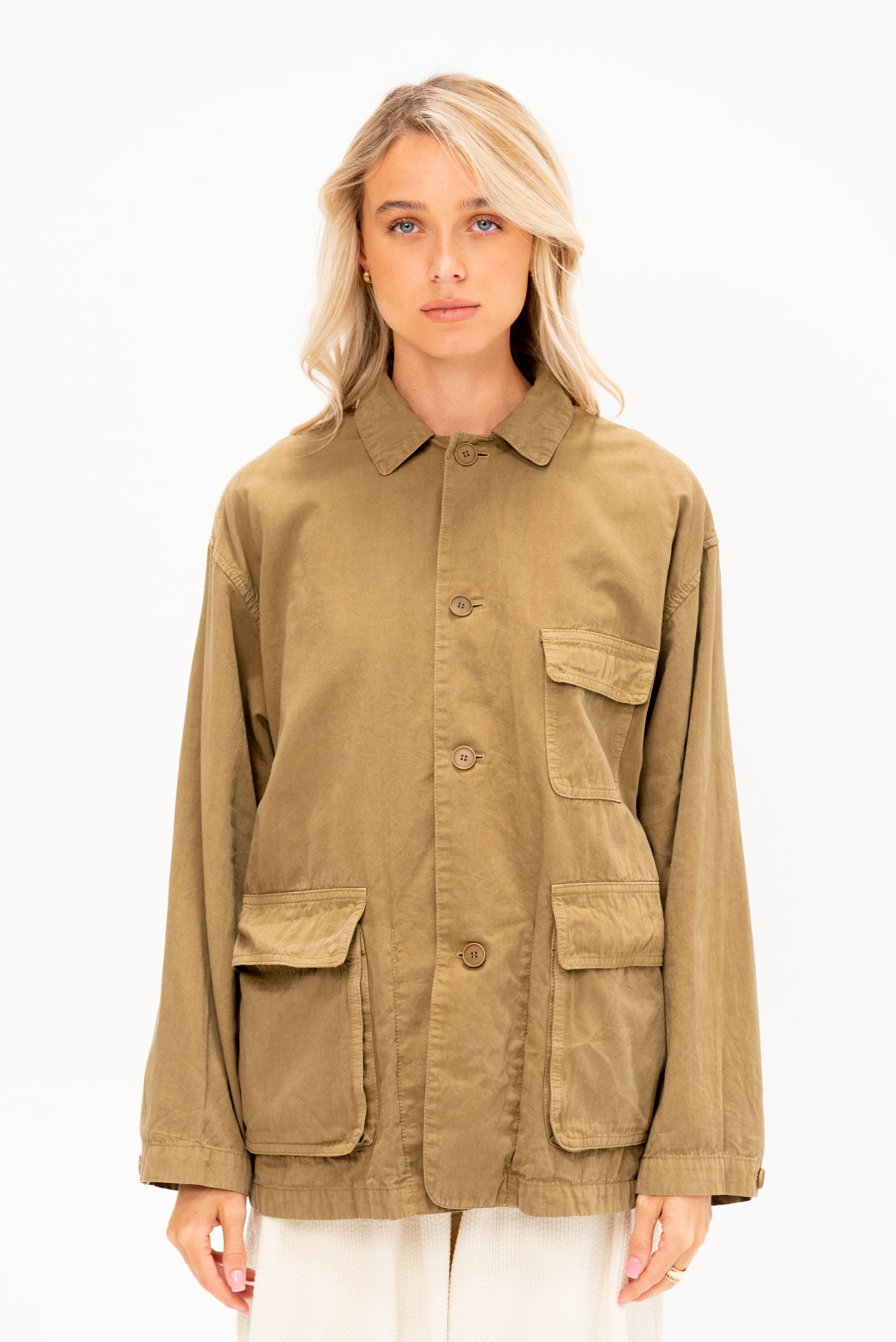 Cotton Grosgrain Hunting Jacket, Beige