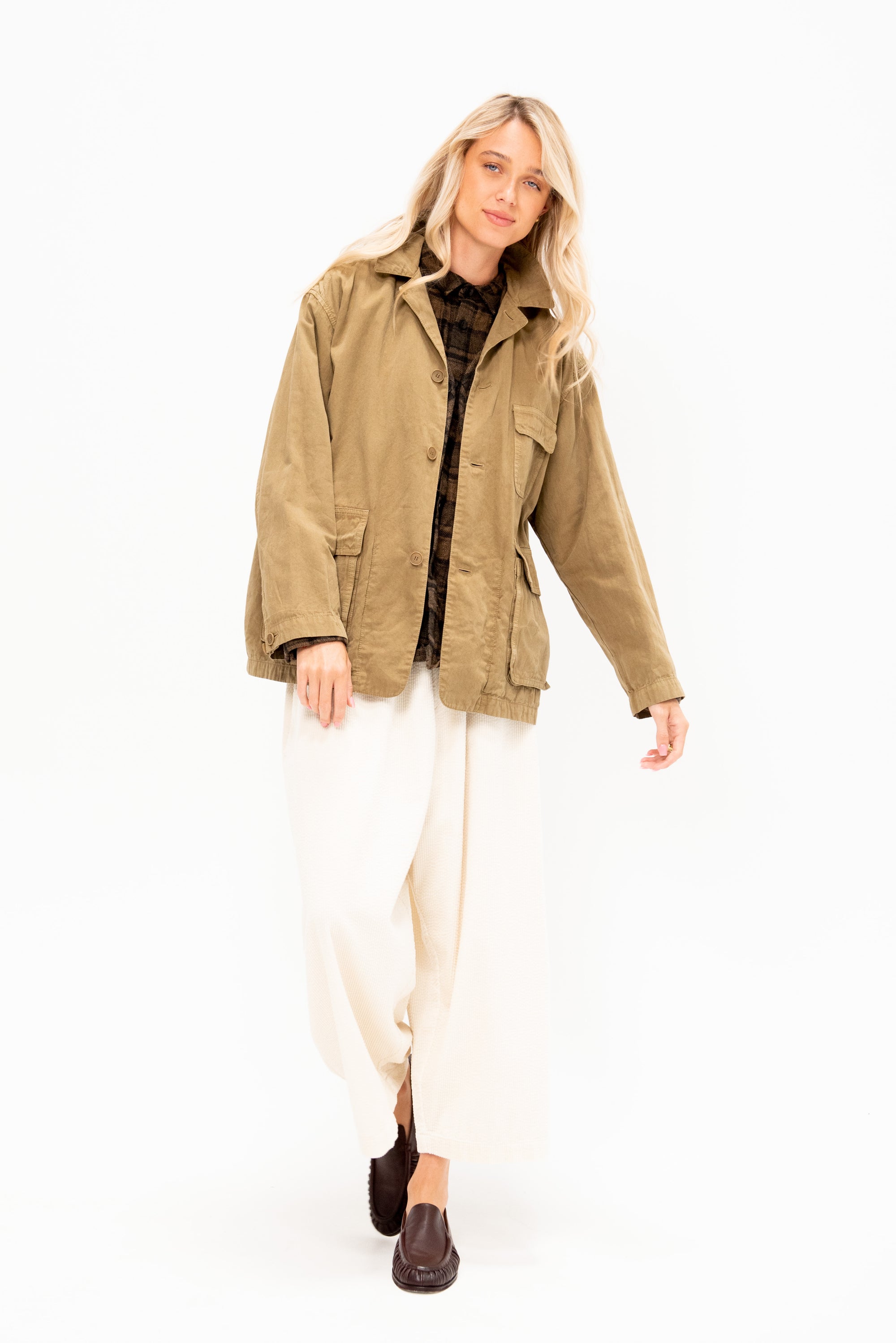 Cotton Grosgrain Hunting Jacket, Beige
