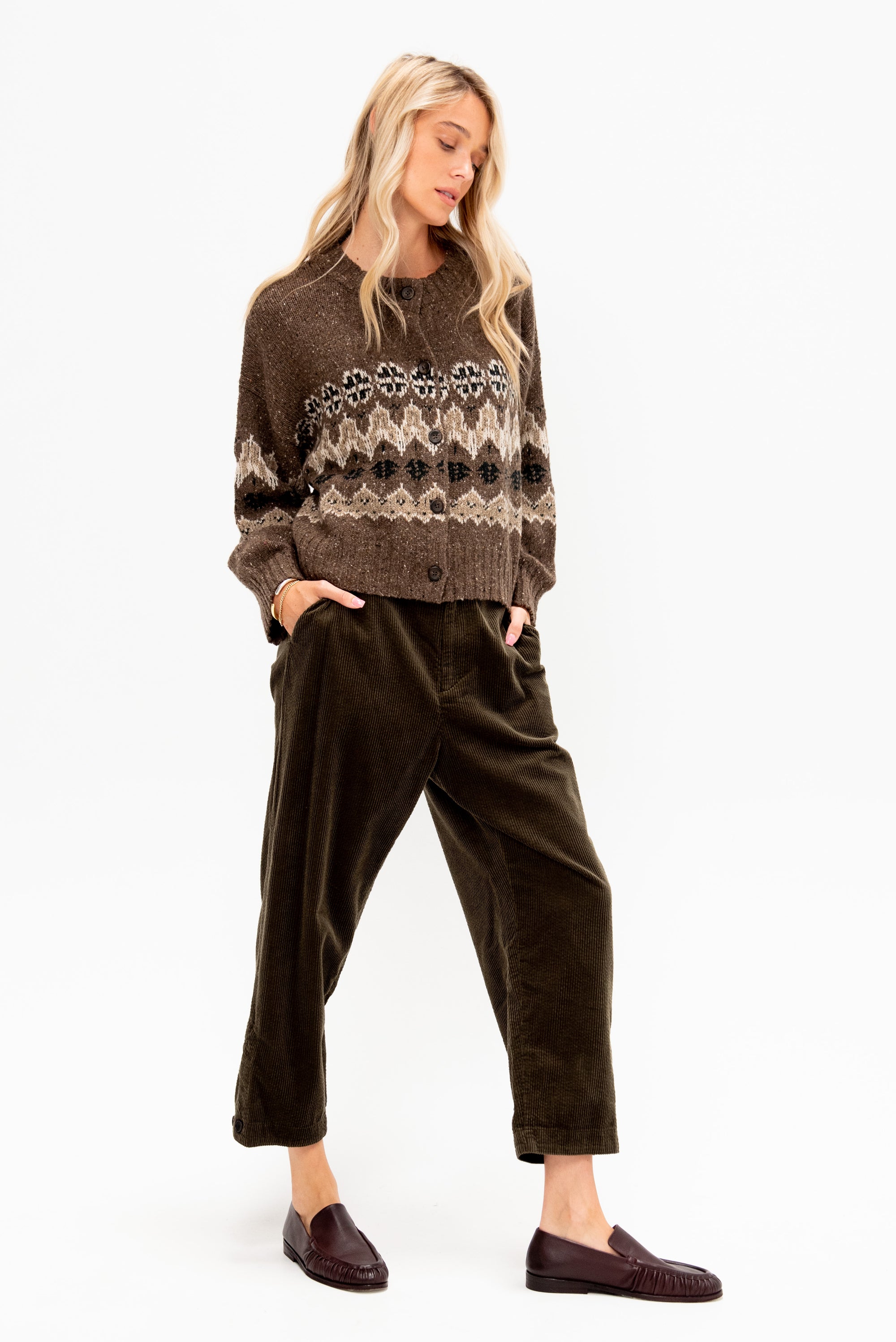 Corduroy Tapered Pants, Khaki