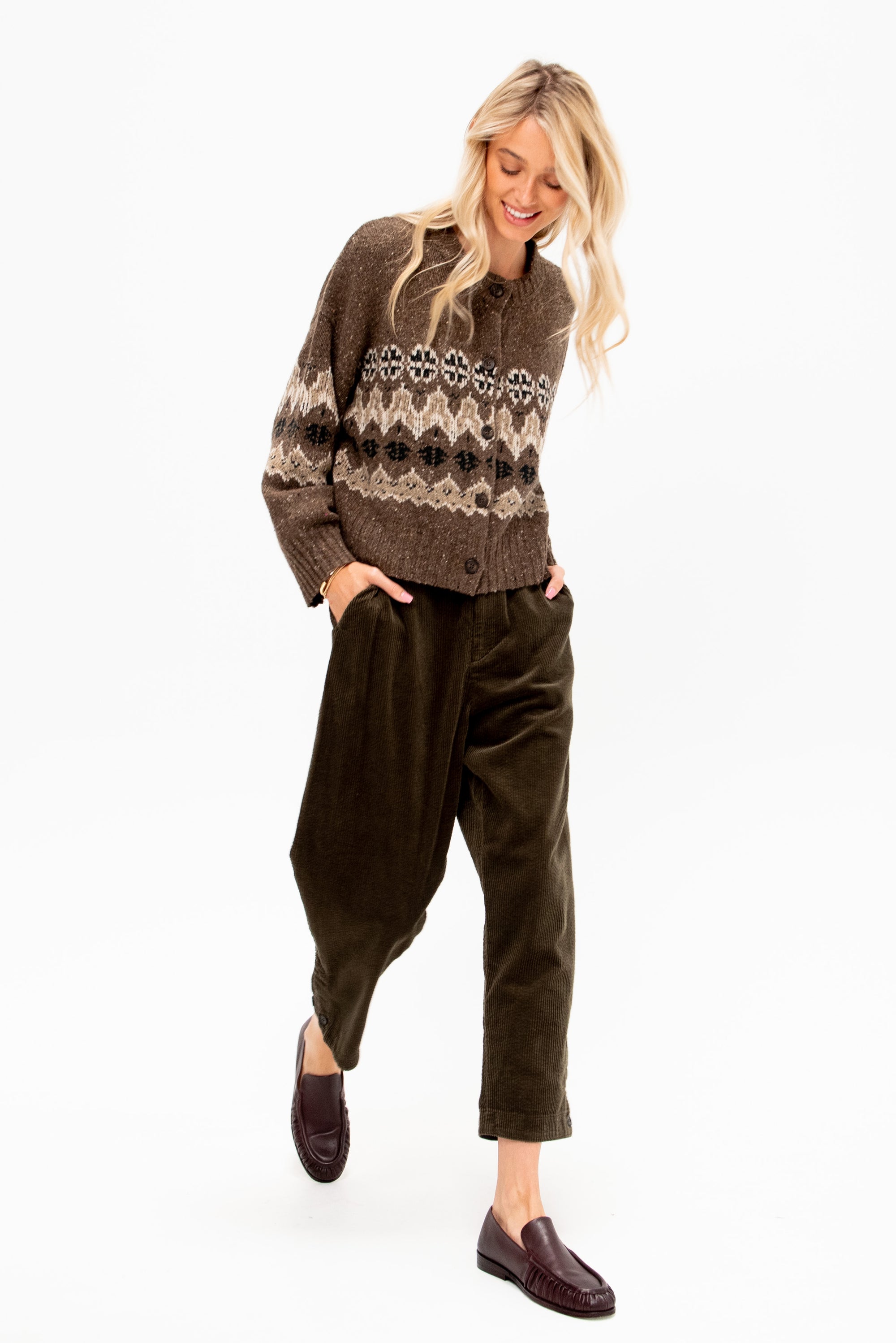 Corduroy Tapered Pants, Khaki