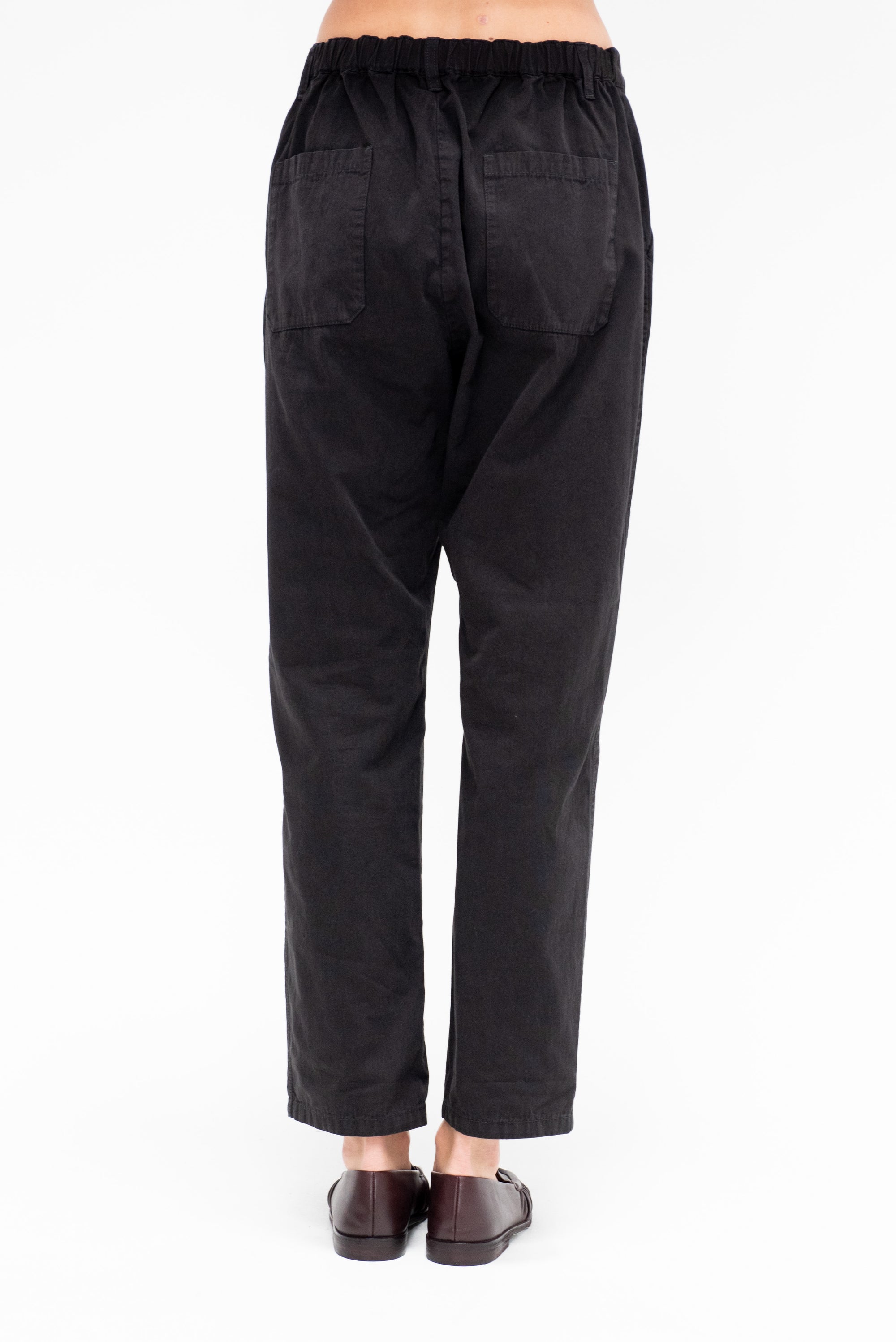 Cotton Grosgrain Tapered Pants, Dark Brown