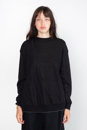pas de calais - Alpaca Crew Pullover, Black