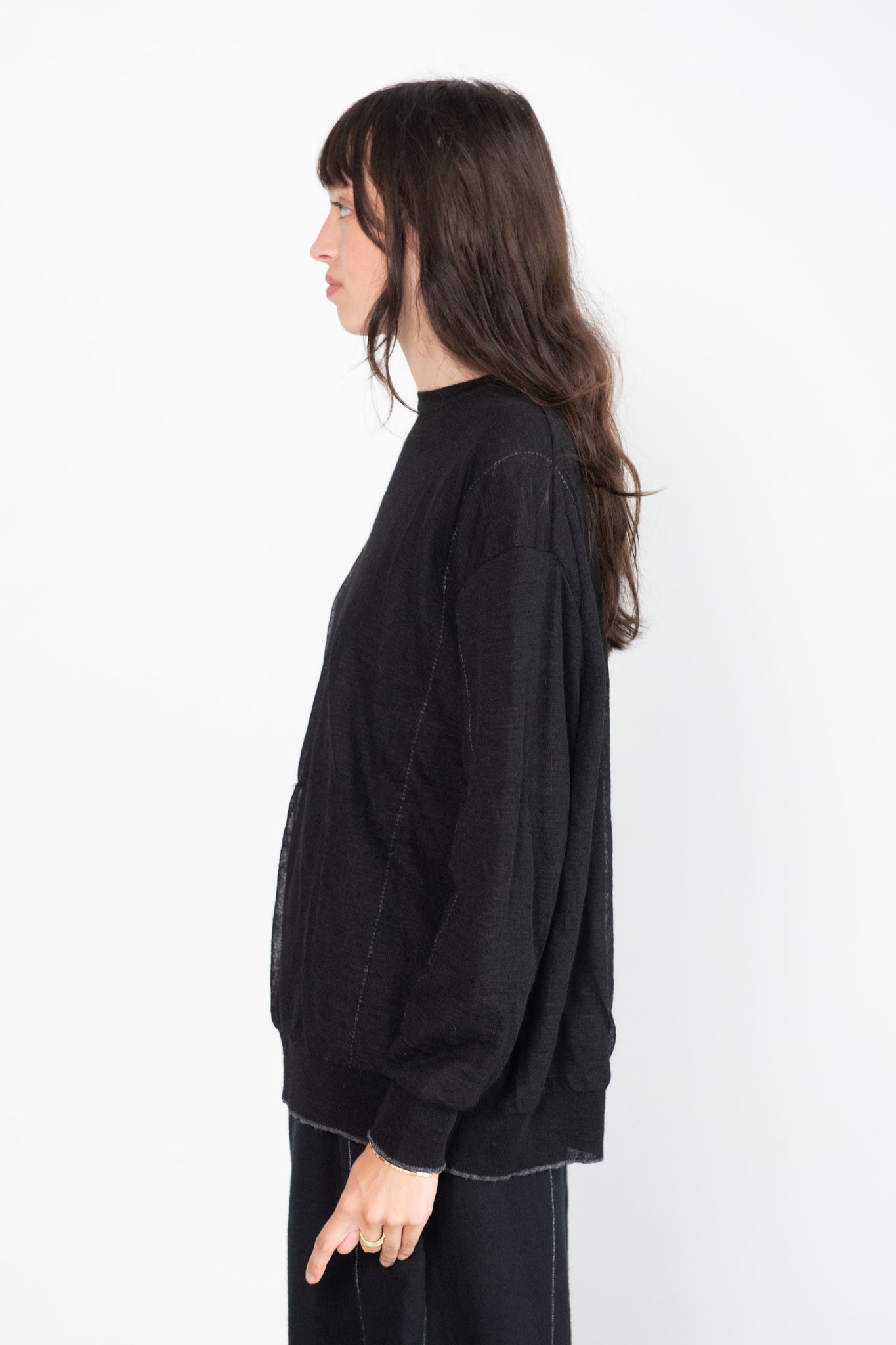 pas de calais - Alpaca Crew Pullover, Black