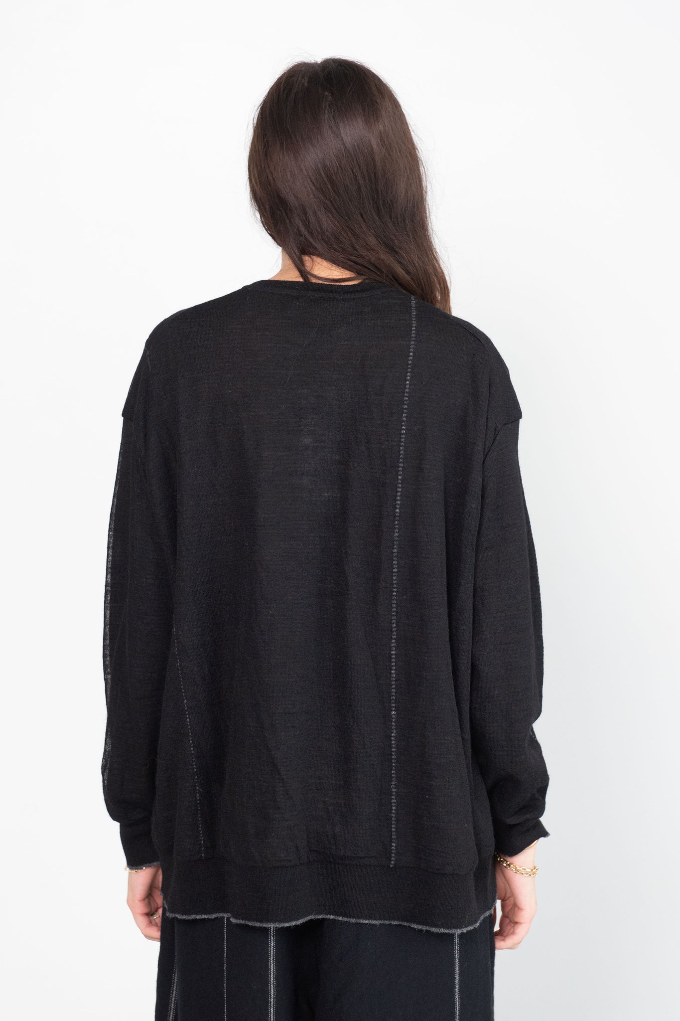pas de calais - Alpaca Crew Pullover, Black