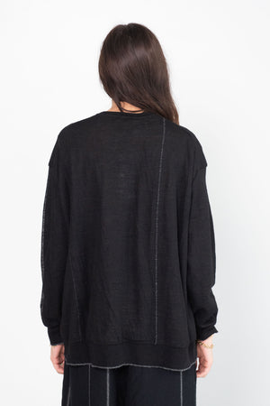 pas de calais - Alpaca Crew Pullover, Black