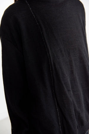 pas de calais - Alpaca Crew Pullover, Black