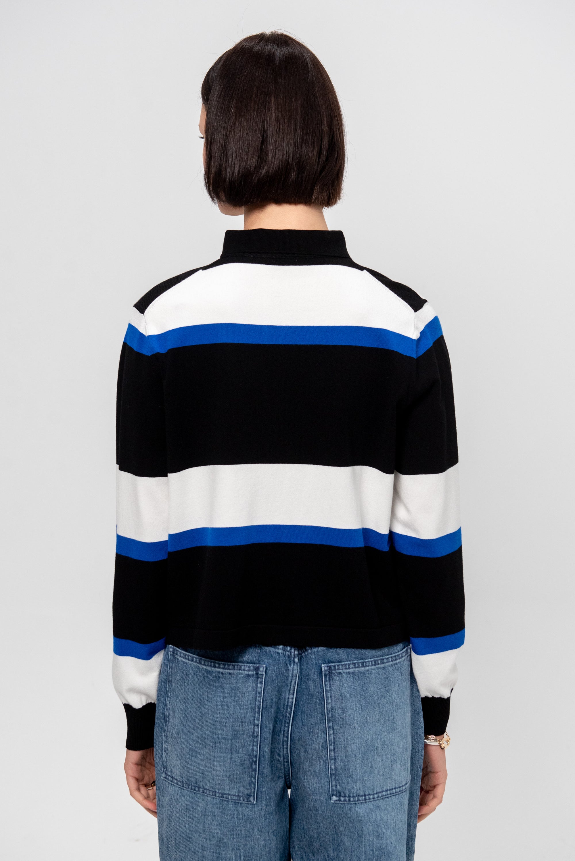 Iska Blouse, Black / Blue / Off White