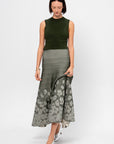 Kaia Skirt, Military Green & Off-White
