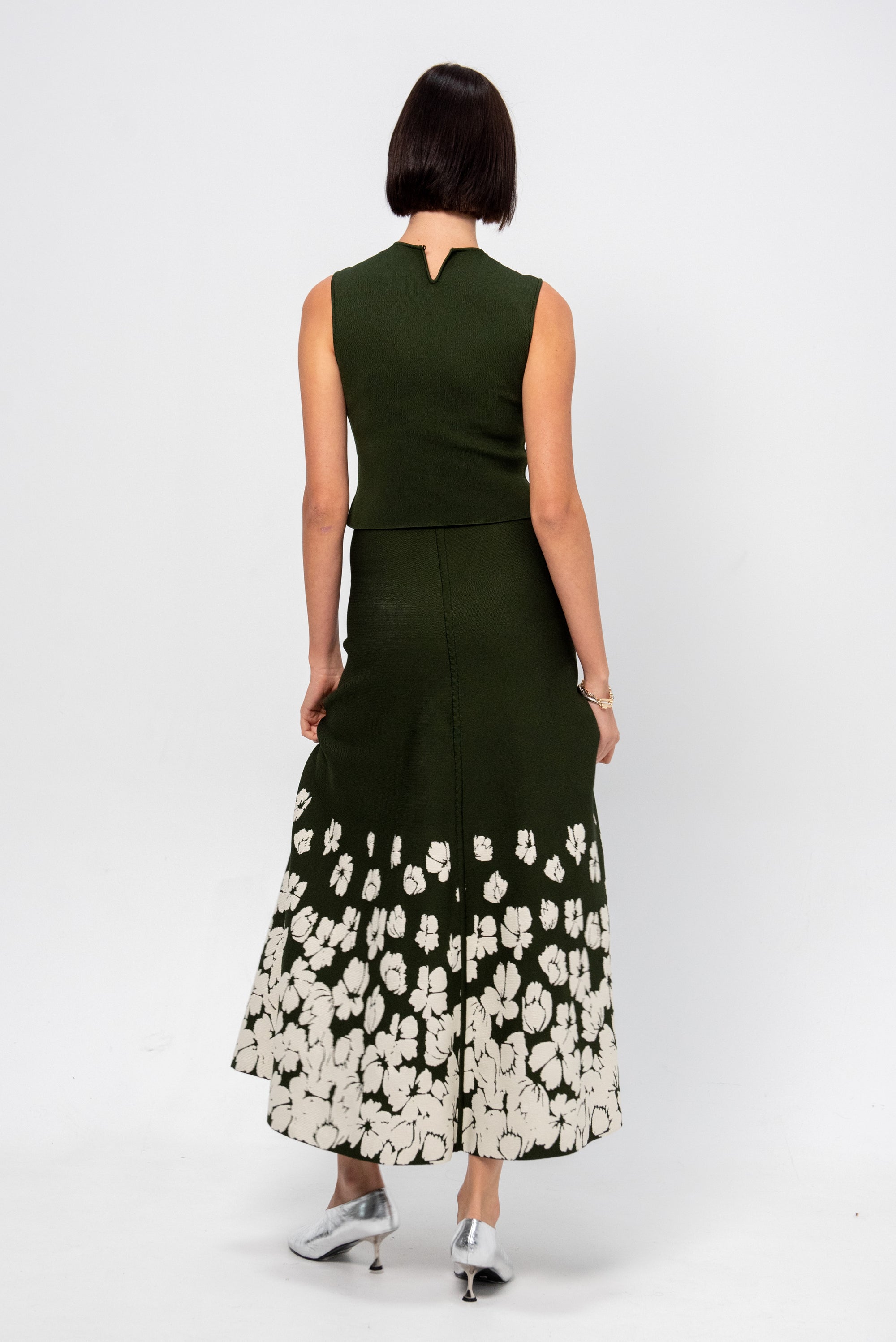 Kaia Skirt, Military Green &amp; Off-White