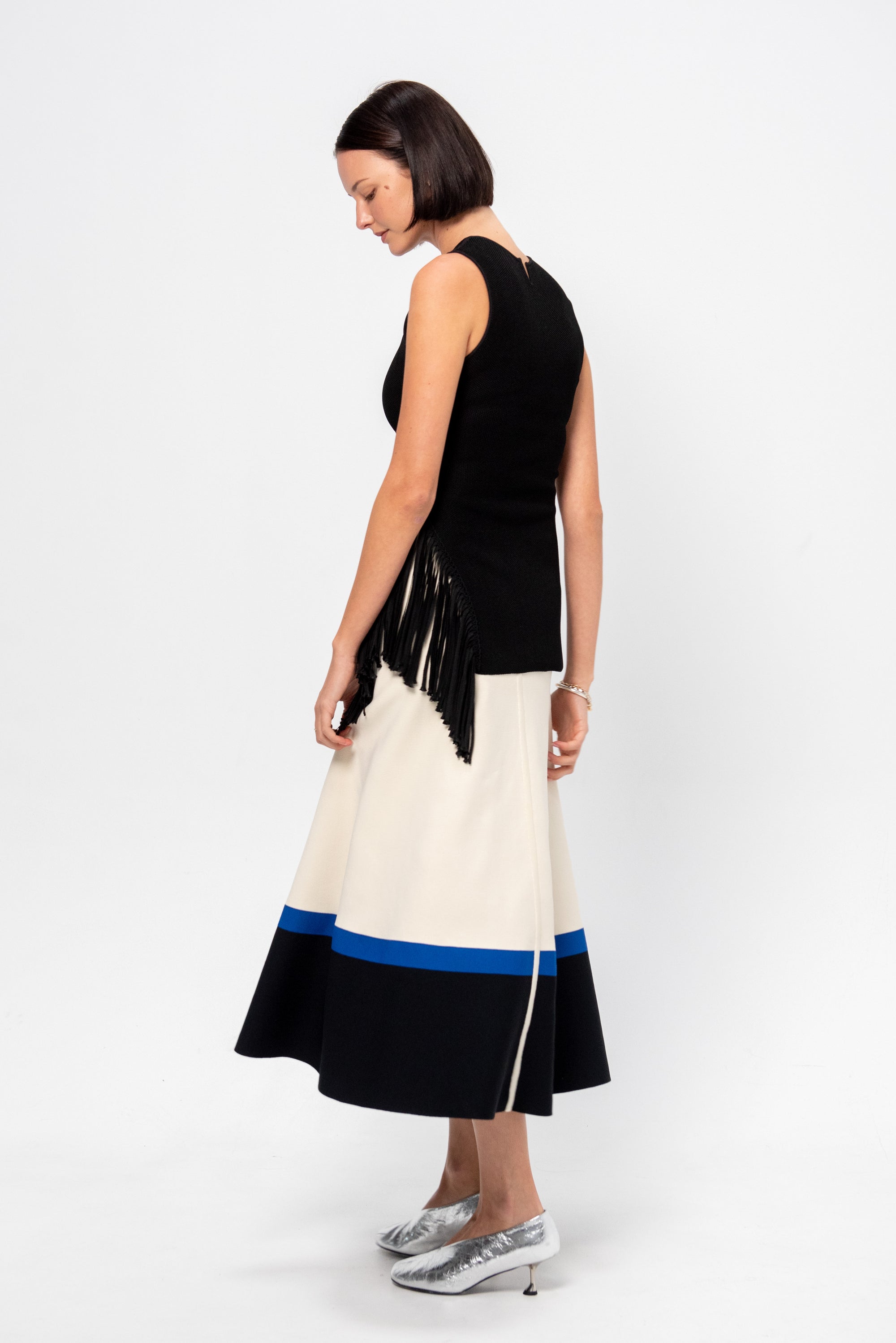 Roma Skirt, Off-White / Blue / Black