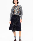 Argyle Cashmere V-Neck Knit, Light Grey