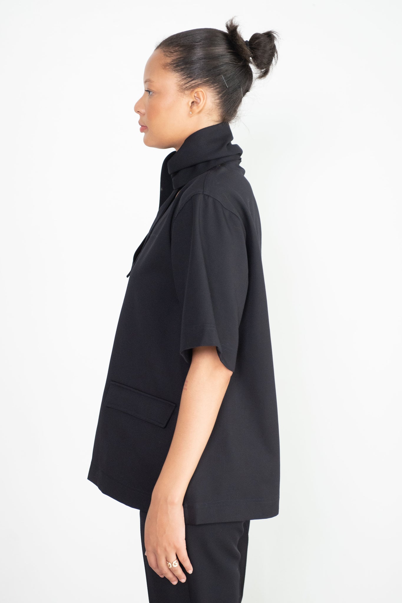 PLAN C - Wool Shirt, Navy-Black
