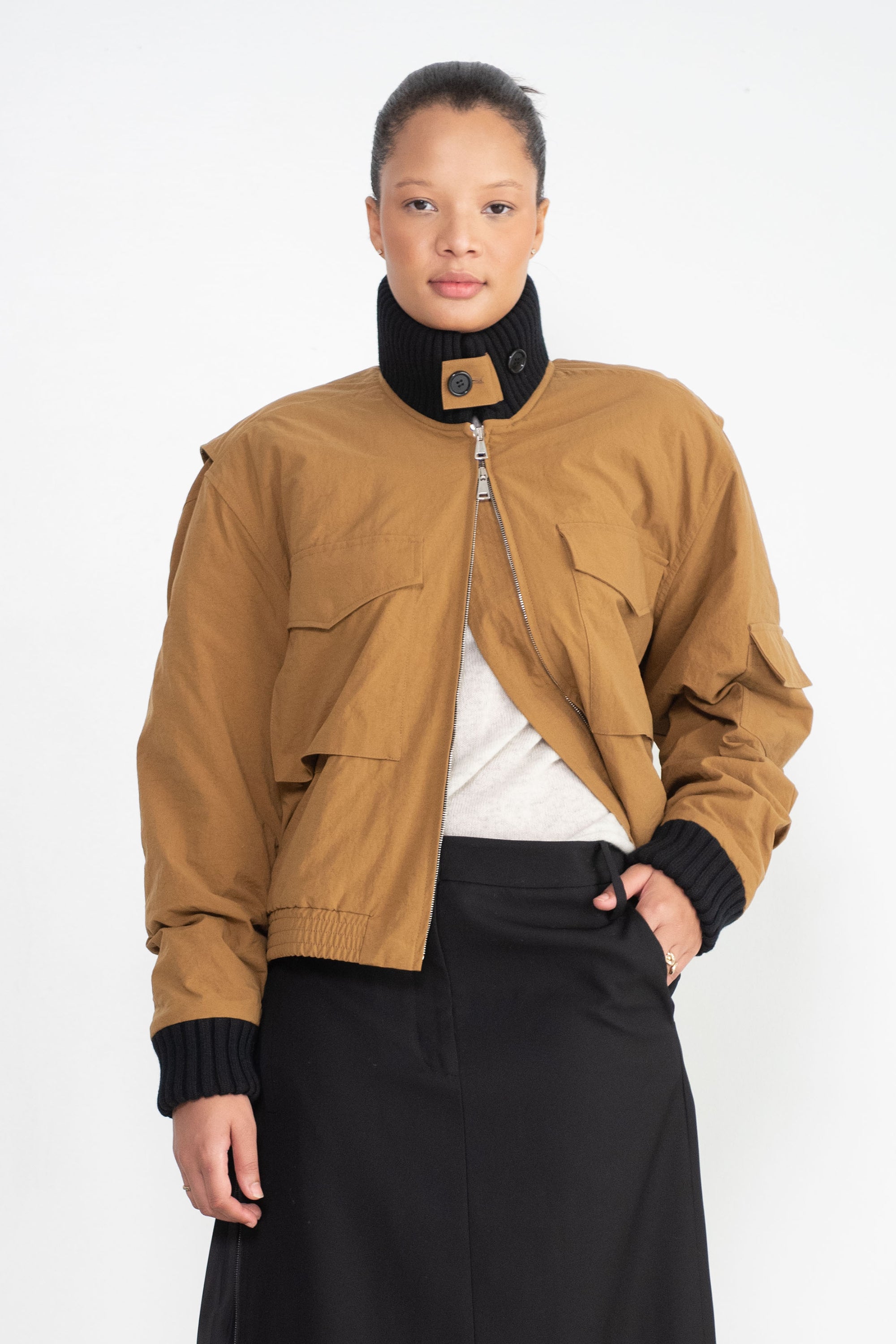 SPORTY BOMBER JACKET, CINNAMON