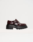 Leather Loafers with Buckles, Burgundy
