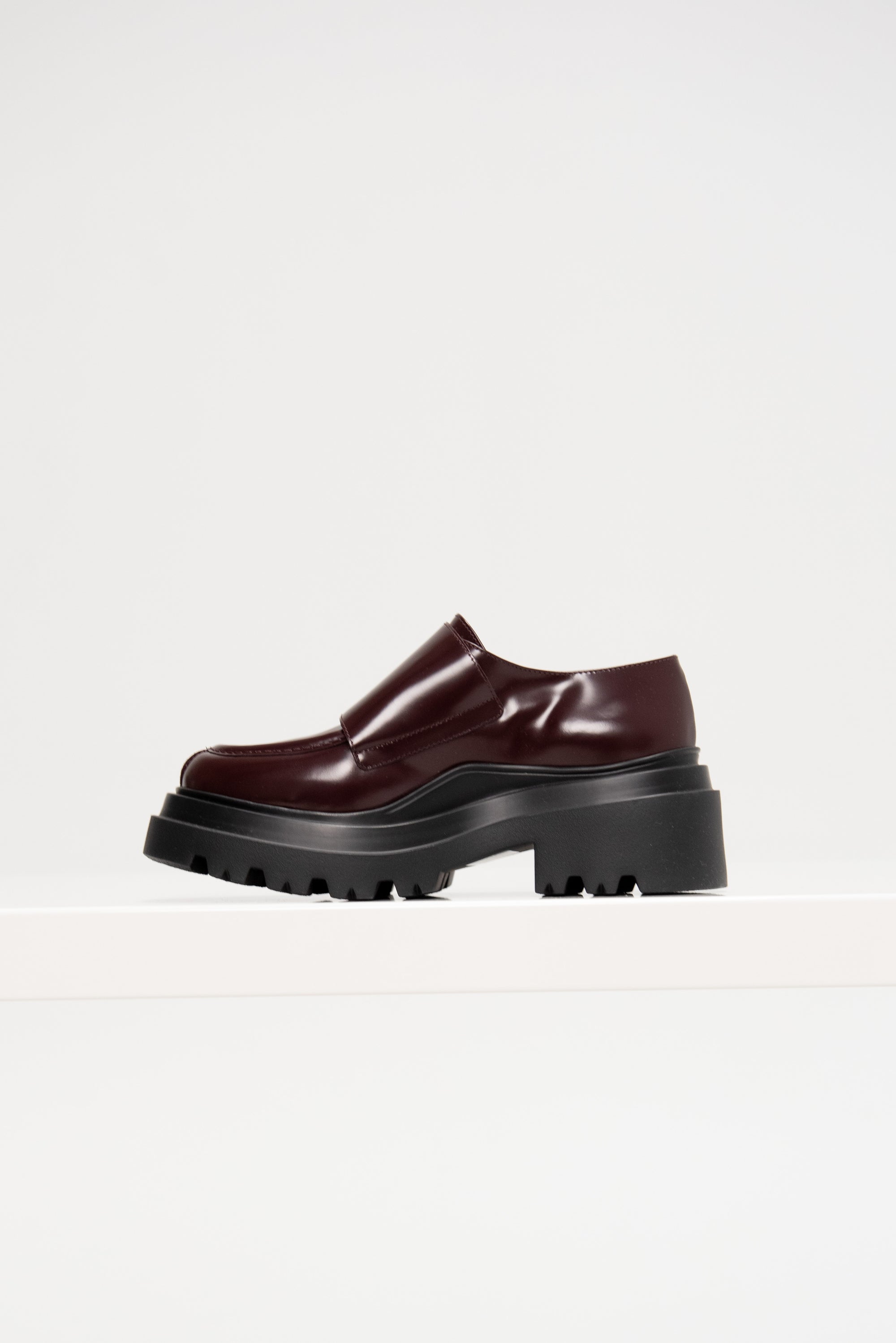 Leather Loafers with Buckles, Burgundy