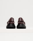 Leather Loafers with Buckles, Burgundy