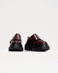 Leather Loafers with Buckles, Burgundy
