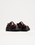 Leather Loafers with Buckles, Burgundy