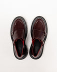 Leather Loafers with Buckles, Burgundy