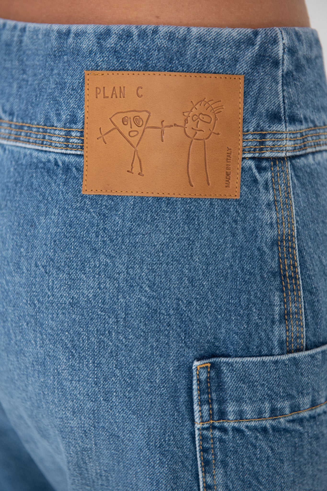 PLAN C - Button Front Trousers, Blue