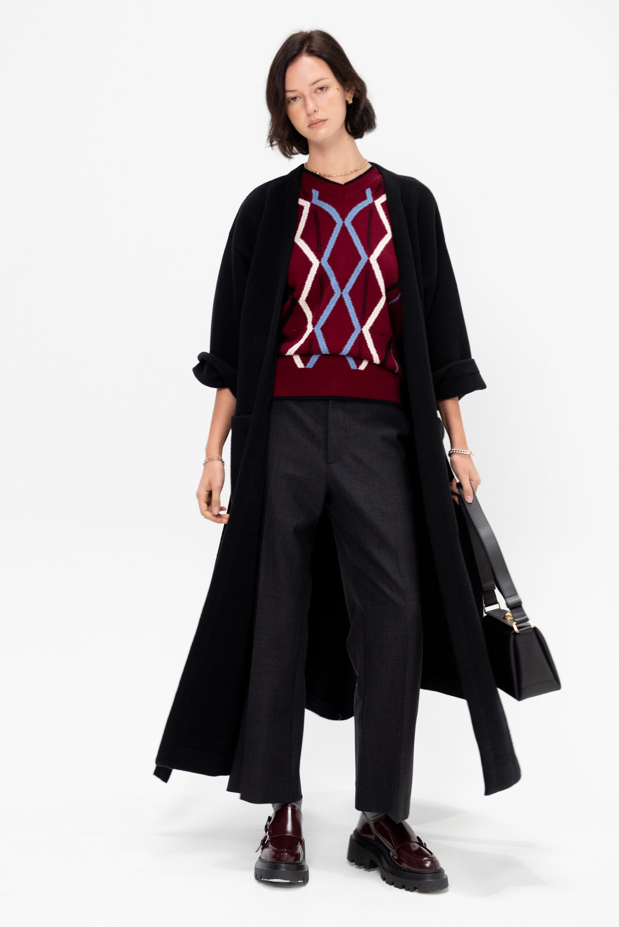 Cashmere V-Neck Vest, Burgundy