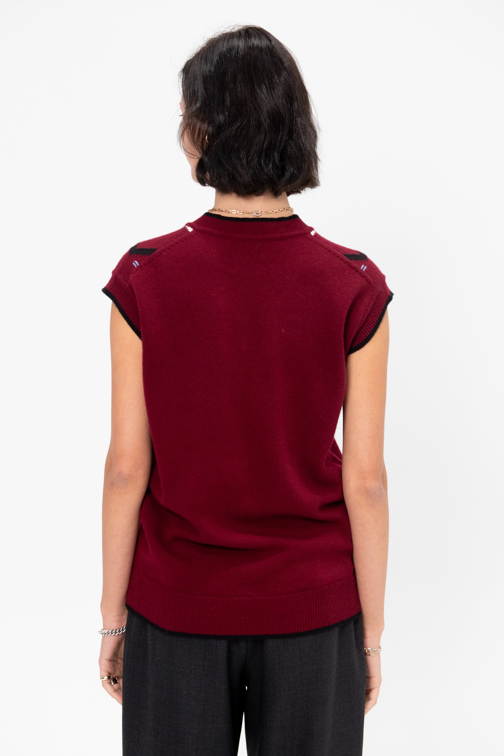 Cashmere V-Neck Vest, Burgundy