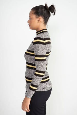 PLAN C - Crewneck Knit, Grey Stripe