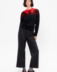 Intarsia Crew Neck Knit, Multi Black