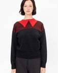 Intarsia Crew Neck Knit, Multi Black
