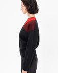Intarsia Crew Neck Knit, Multi Black