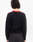 Intarsia Crew Neck Knit, Multi Black