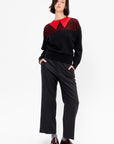 Intarsia Crew Neck Knit, Multi Black