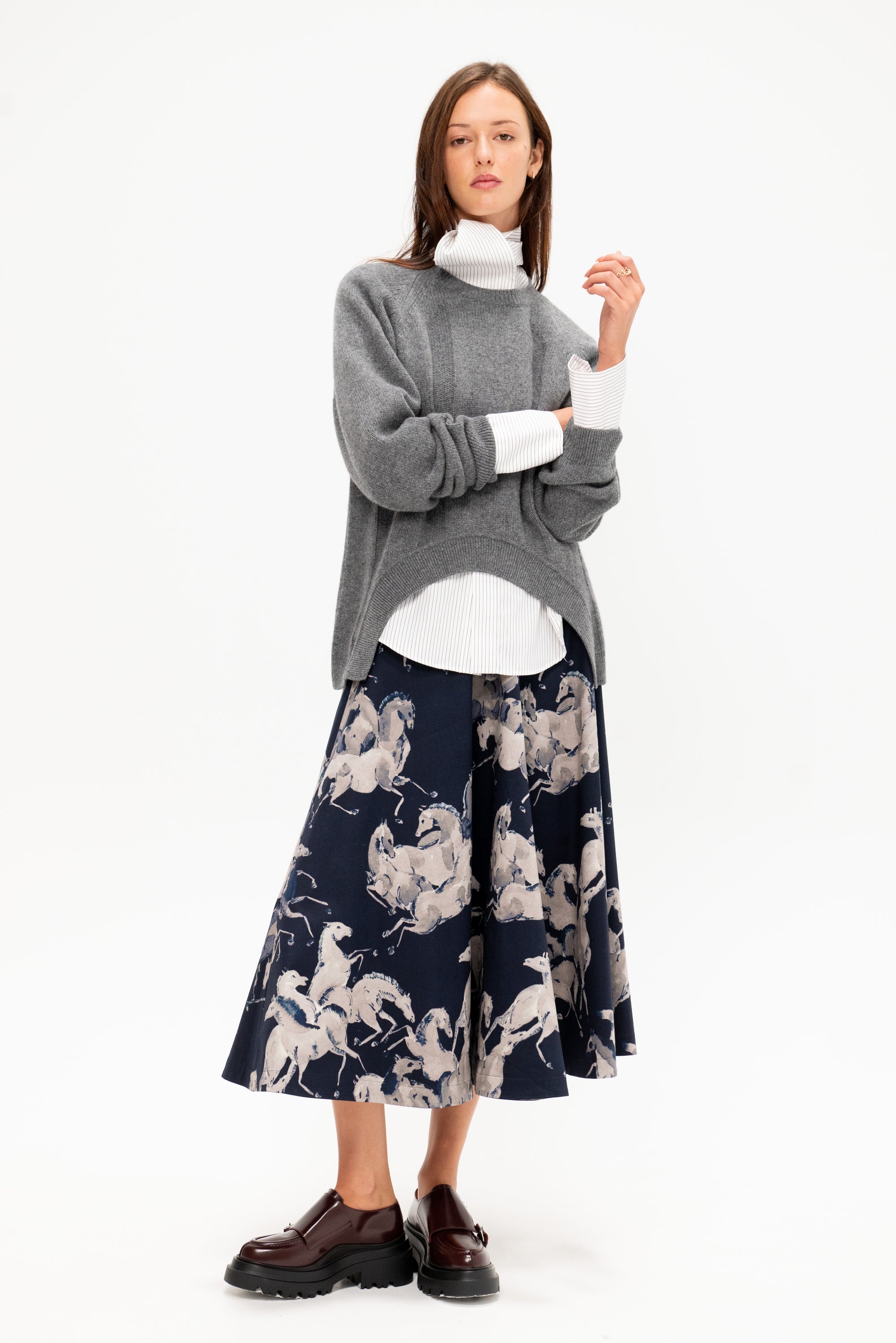 Long Sleeve Crewneck Sweater, Pewter