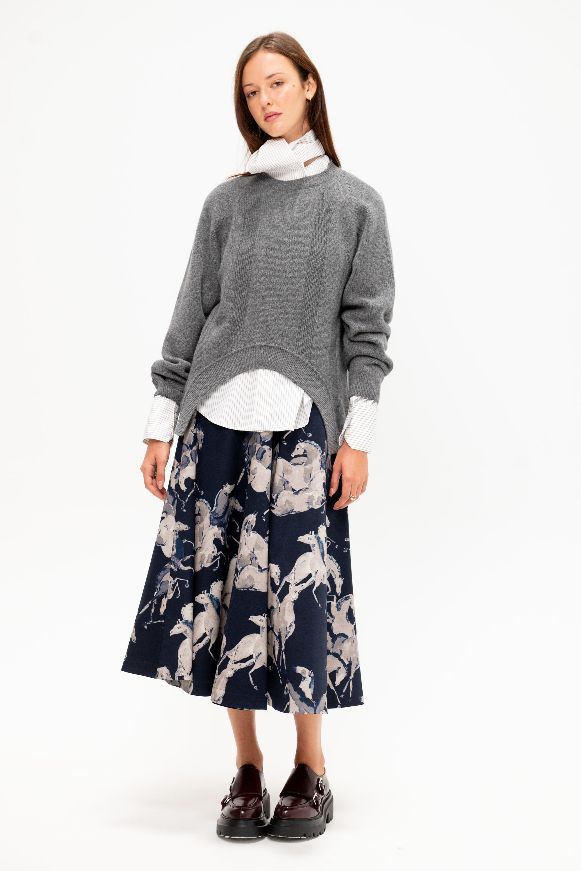 Long Sleeve Crewneck Sweater, Pewter
