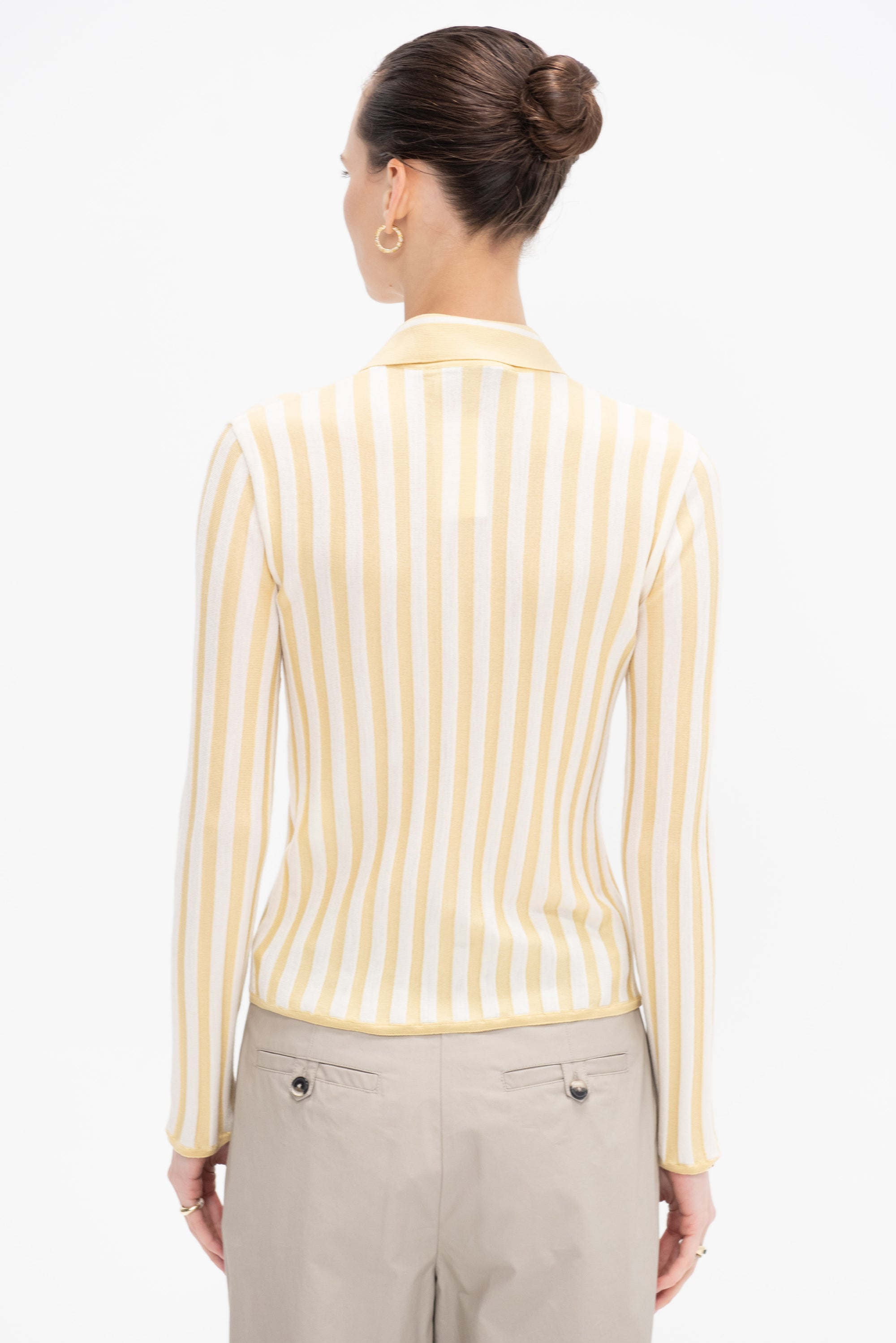 Shirt Collar Cardigan, Light Yellow