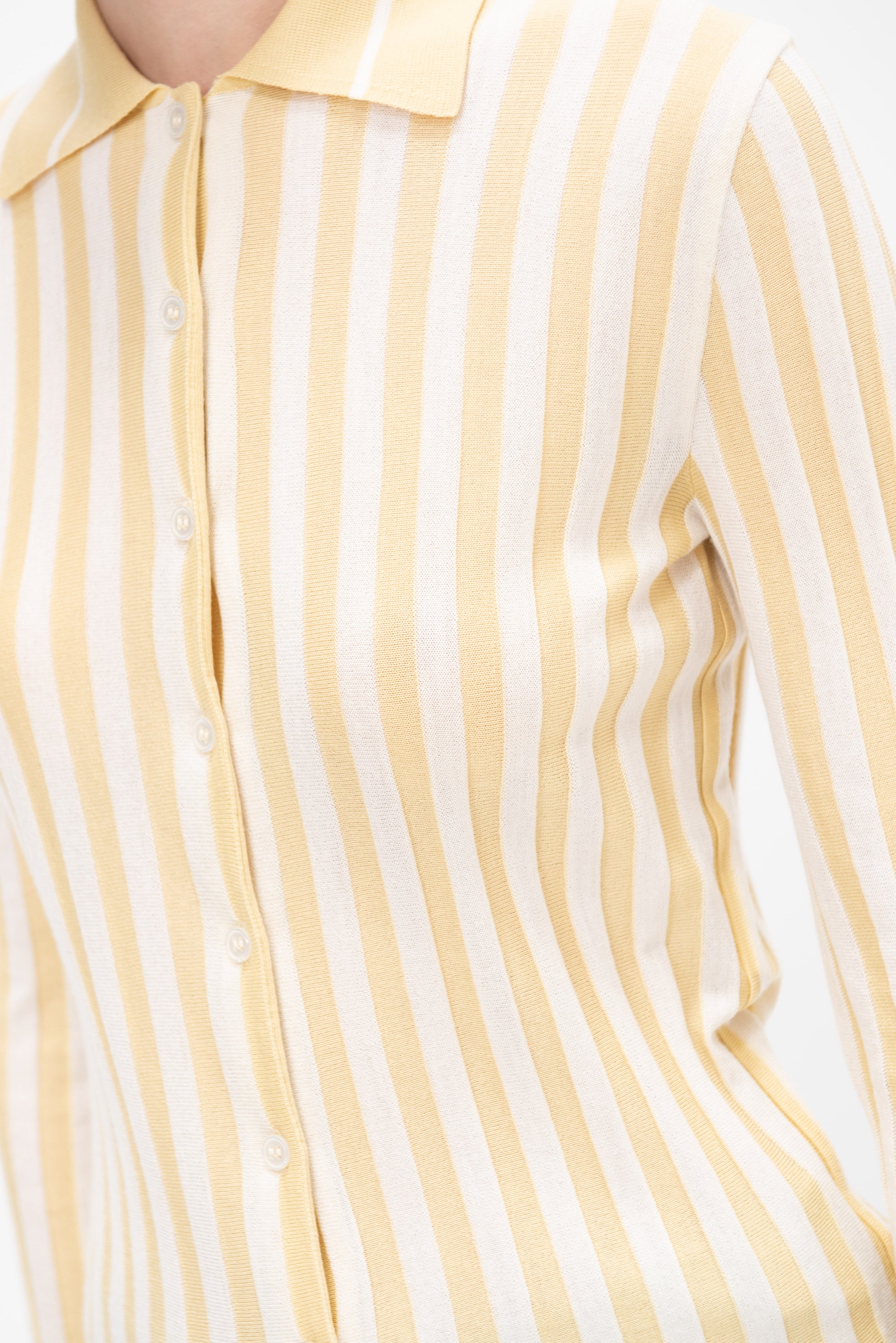 Shirt Collar Cardigan, Light Yellow