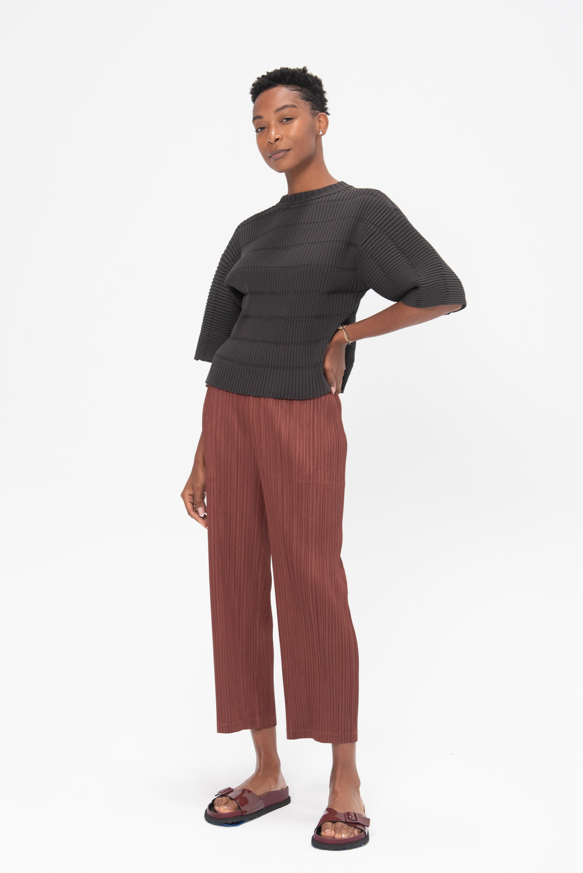 Pleats Please by Issey Miyake Thicker Bottoms 2 Pants, Brown 