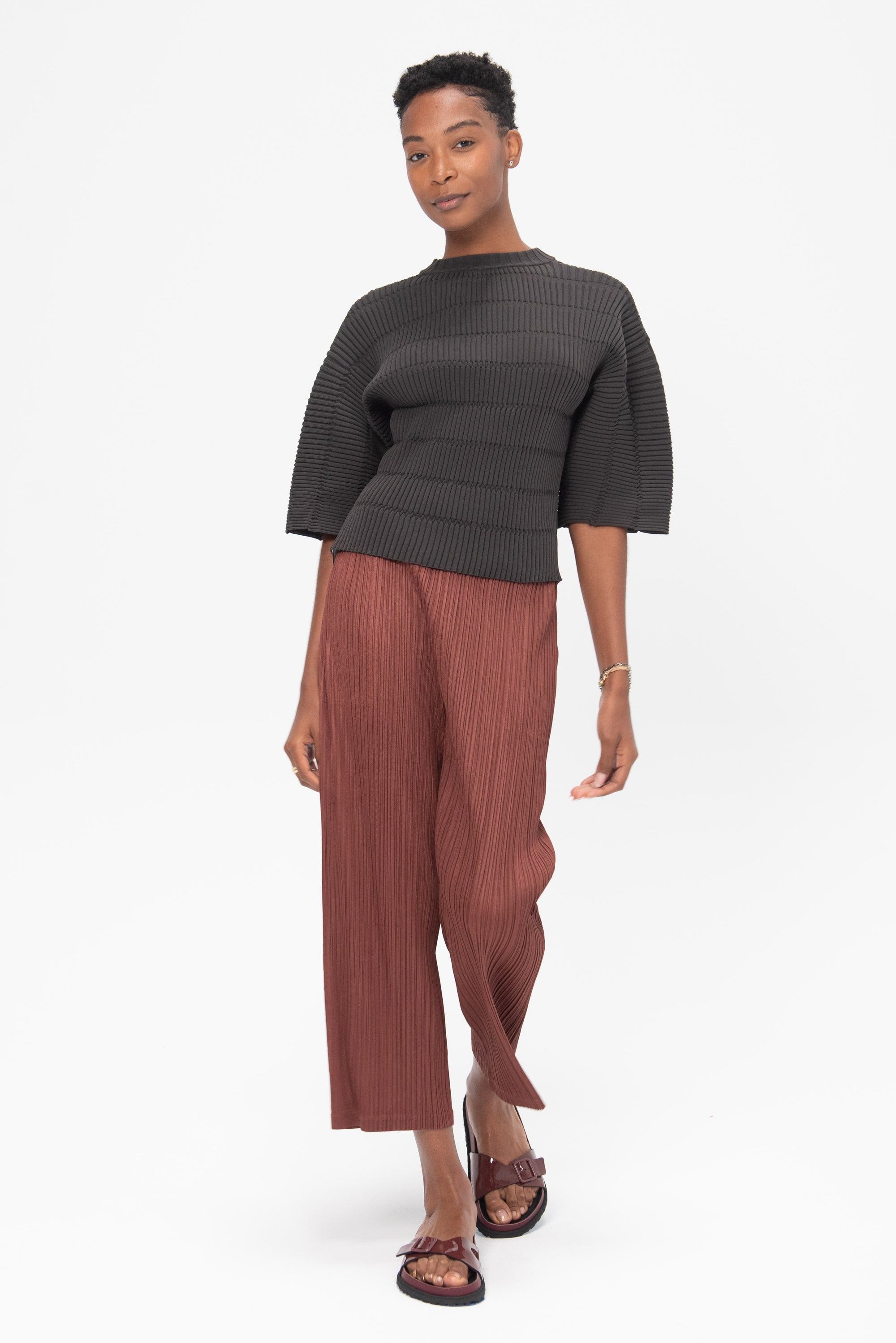 Pleats Please by Issey Miyake Thicker Bottoms 2 Pants, Brown 