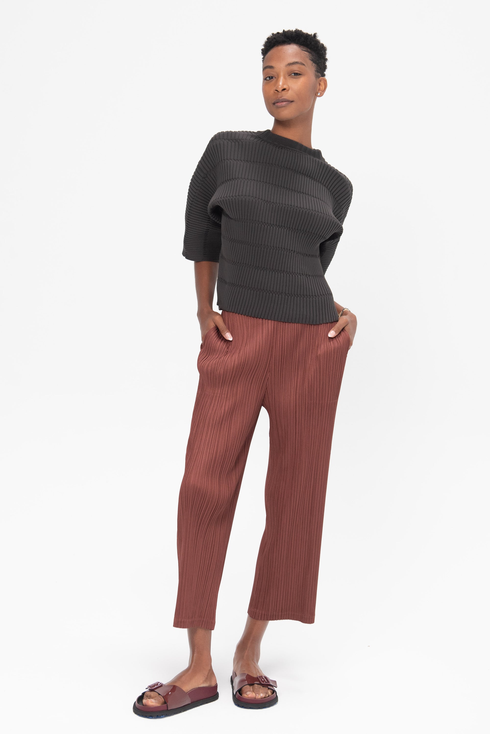 Pleats Please by Issey Miyake Thicker Bottoms 2 Pants, Brown 
