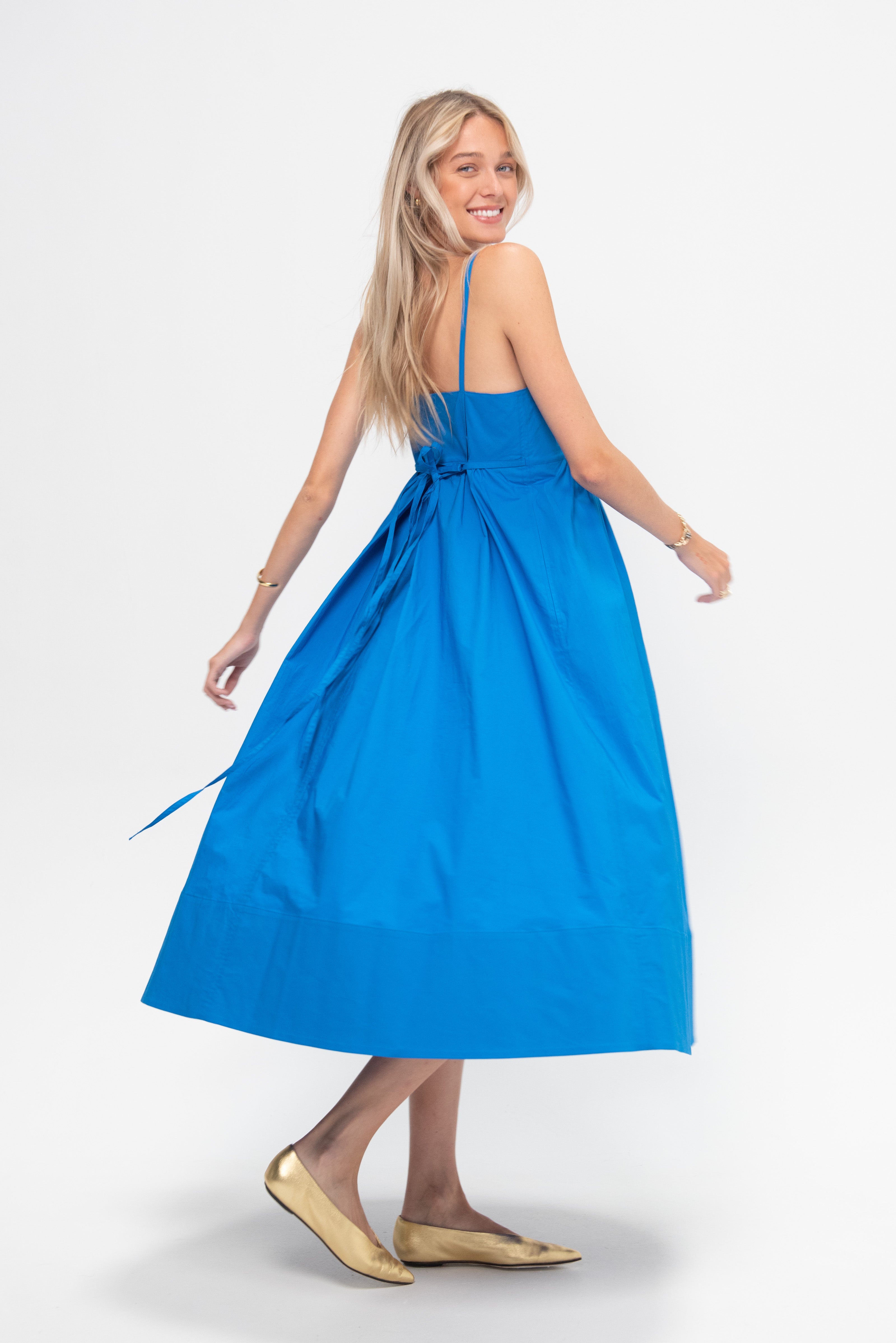 Proenza Schouler White Label Barker Dress, Cyan – Kick Pleat