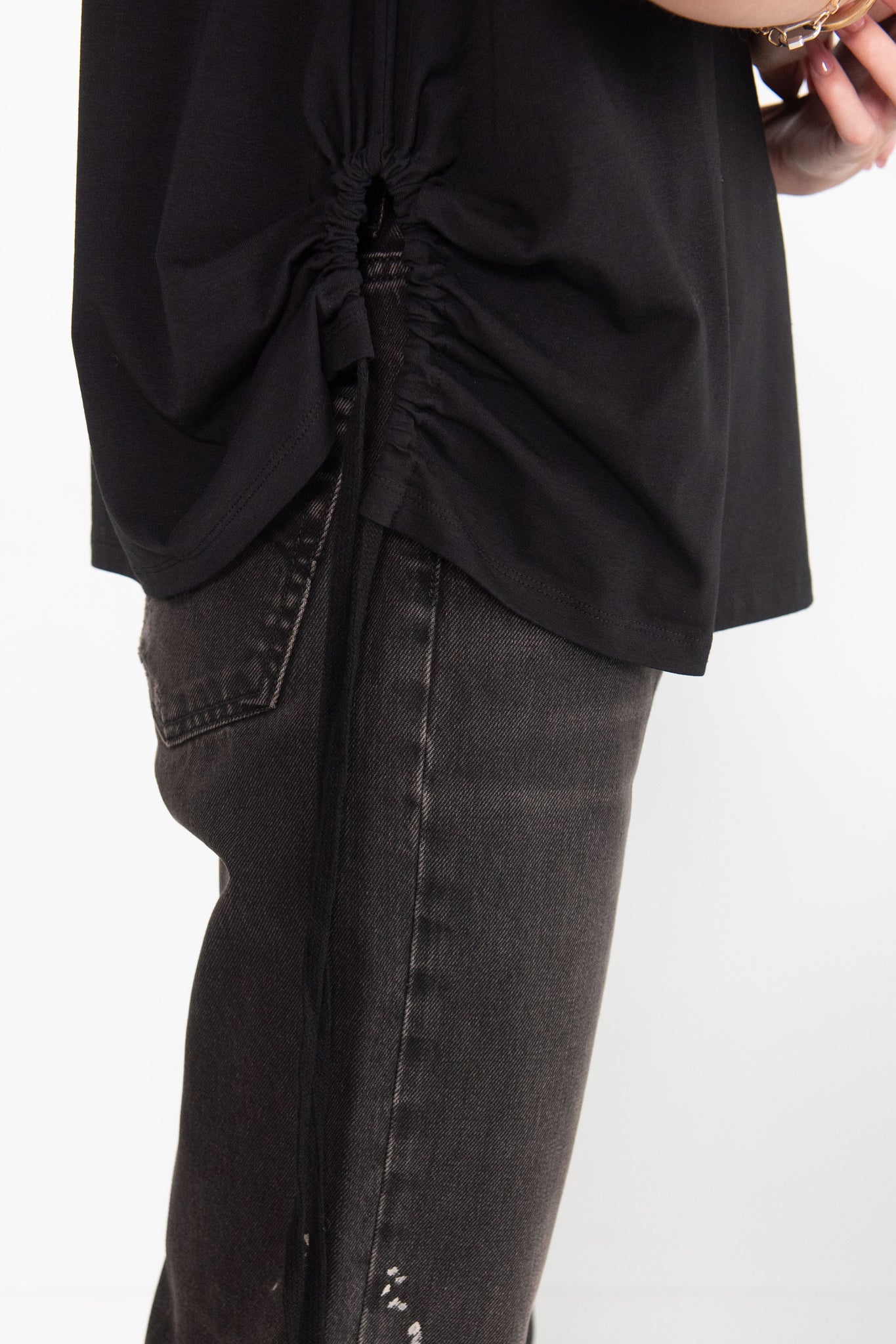 Proenza Schouler White Label - Relaxed Side Tie T-Shirt, Black