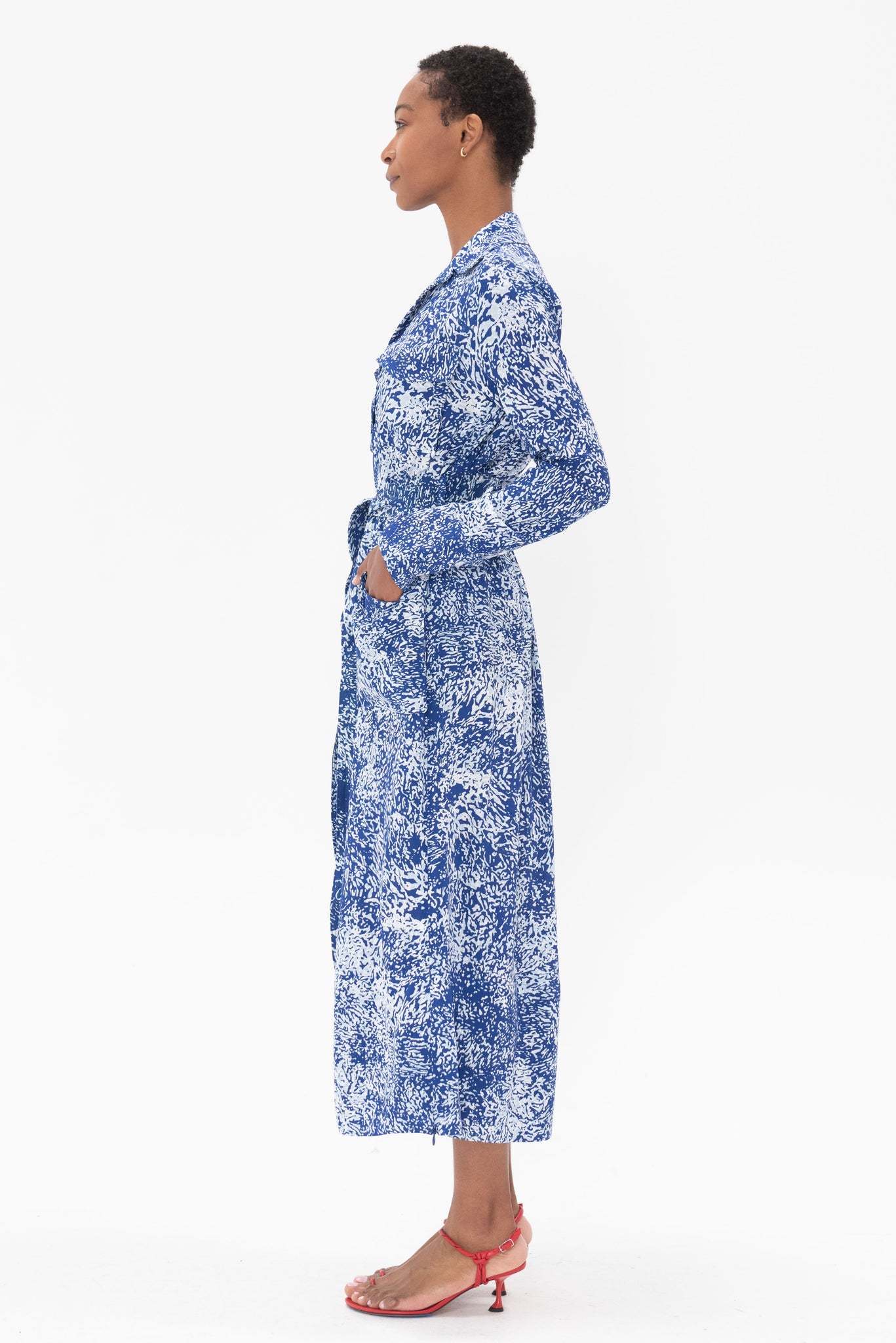 proenza schouler - Vanessa Dress In Printed Viscose Crepe, Cobalt